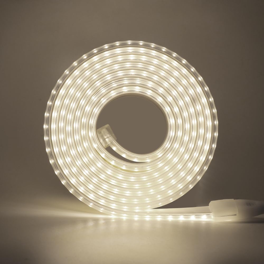 220V Tira LED con encendido/apagado [32m, Blanco natural 4000-4500K],flexible e impermeable IP65,SMD2835,120 LEDs/m Guirnaldas luminosas recortable CRI85+,iluminación decorativa para el hogar