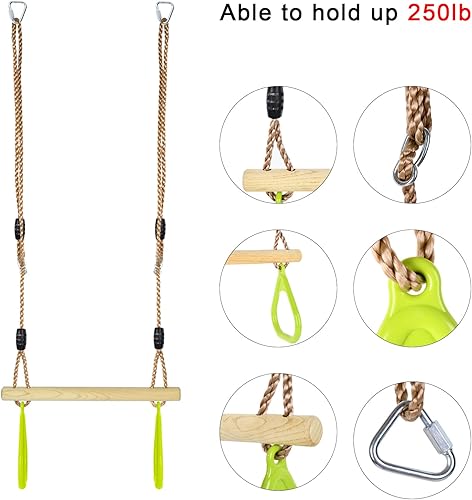 Miniatura 3 de Gardtech Barra de columpio Ninja Trapeze para patio trasero, juego de carreras de obstáculos para Warrior Slack Line Jungle Gym Play Swing Set