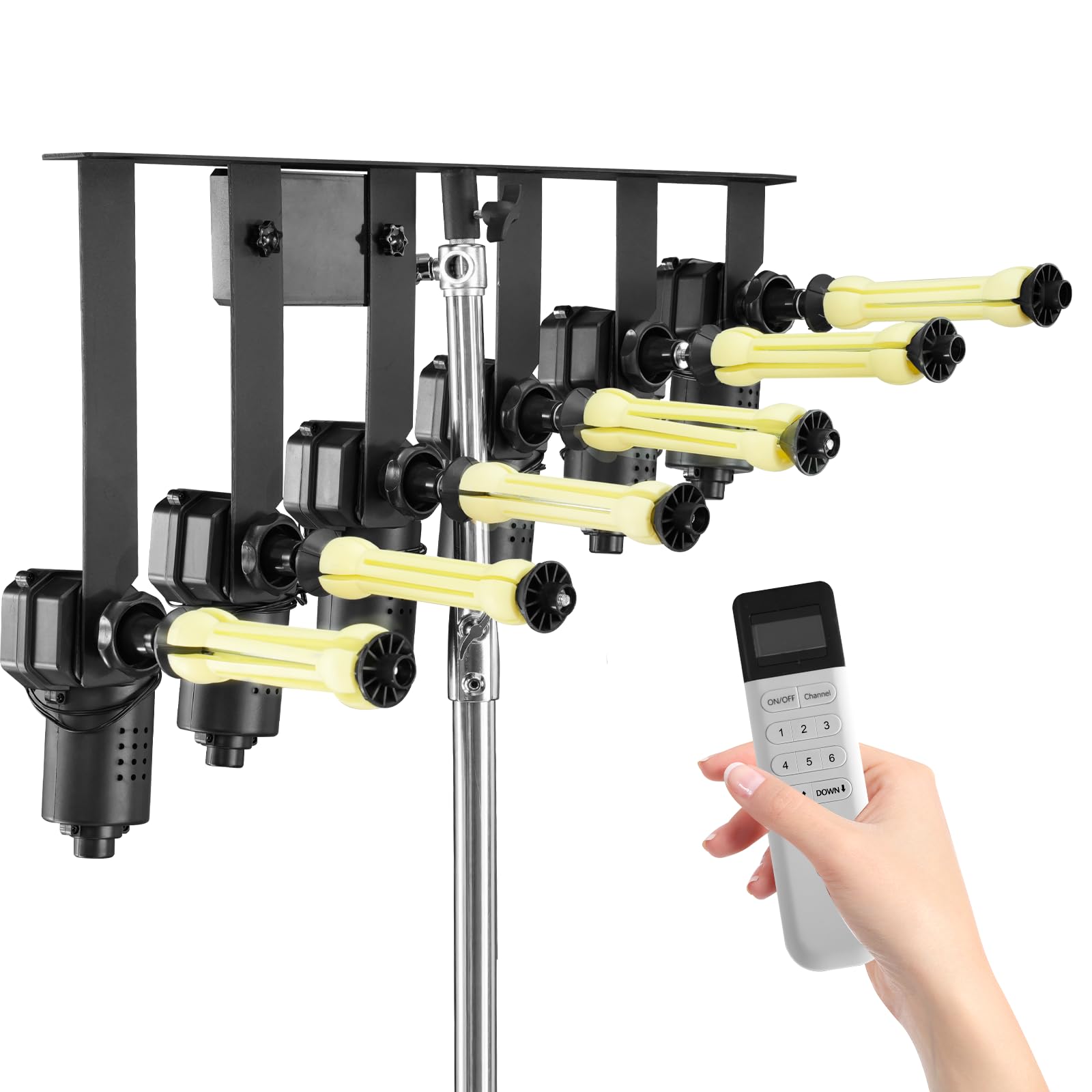 Wellmaking 6 Roller Electric Backdrop Support System Wall Mount Motorized Electric Photo Background with Remote for Studio Live Game Video Background Home, Compatible with Light Stands, Walls, Ceiling
