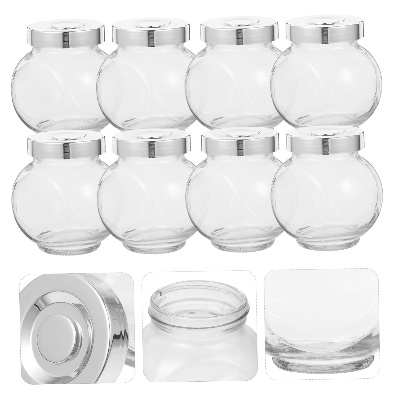 10 Stück Teiliges Glas Vorratsglas Luftdichte Lebensmittelbehälter aus Dickem Glas Vielseitig für Tee Süßigkeiten Getreide Transparente Vorratsdosen für Küche und Party
