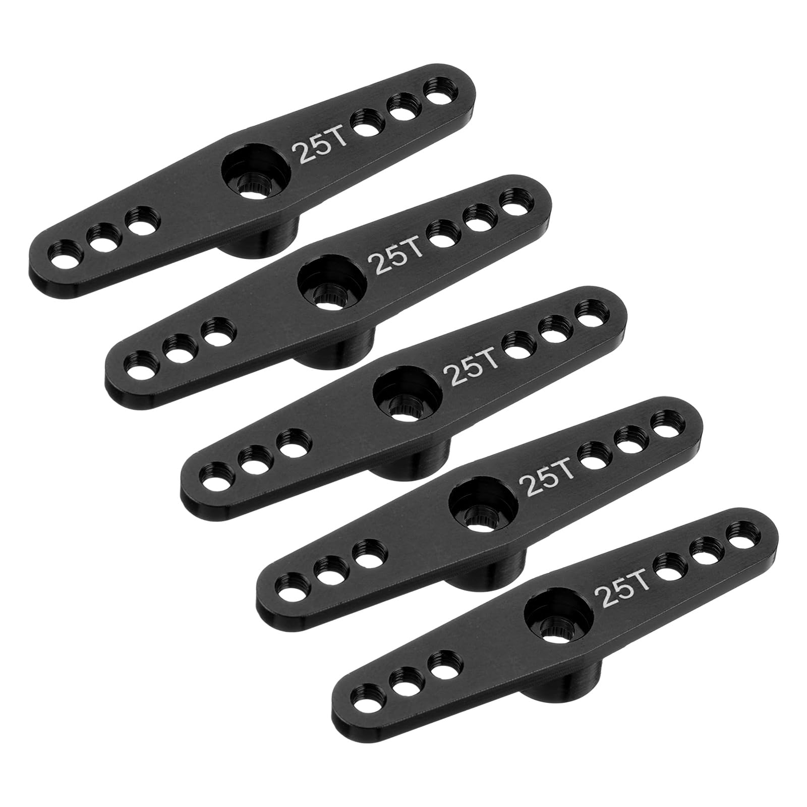 sourcing map 5 Pcs Aluminum Servo Horn 25T Servo Horn Steering Double Arms 47mm Black