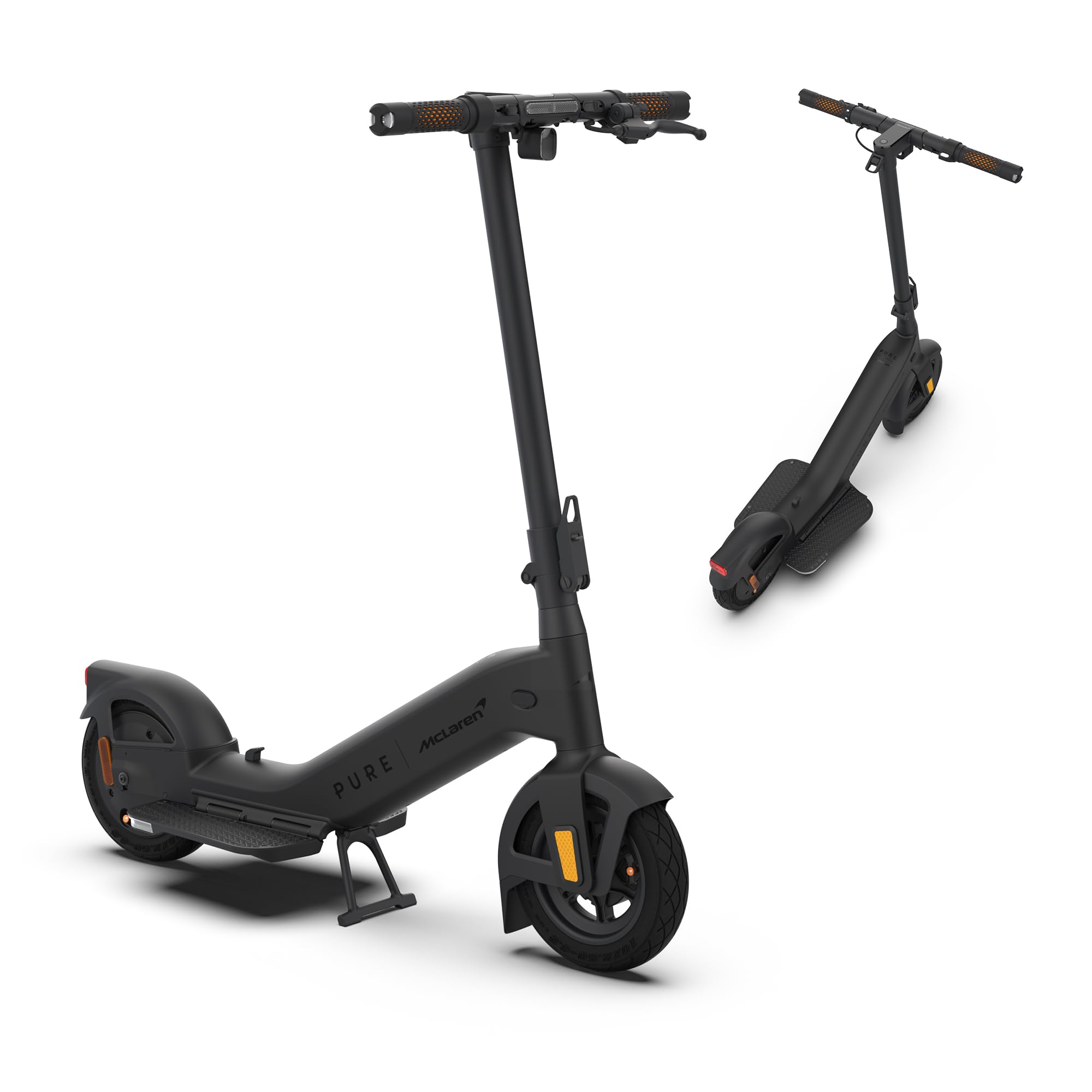 Pure Patinete McLaren E negro – 20 km/h, alcance de 50 km, posición de conducción definitiva, legal en carretera.