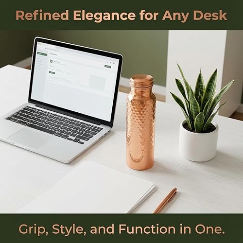 Miniatura 8 de STORE INDYA Botella de agua de cobre para agua potable de 30 onzas | Botella de agua ayurvédica de cobre 100% puro con tapa a prueba de fugas |