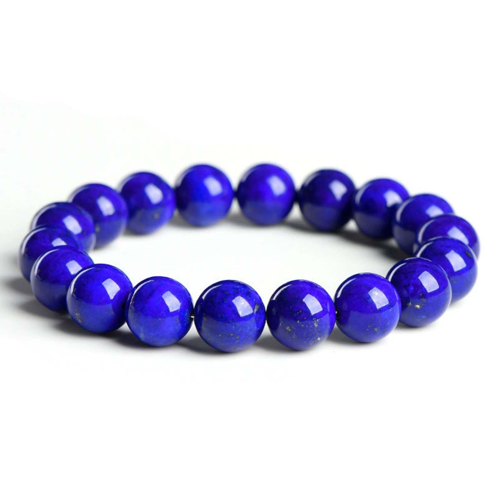 Pulsera de Cuentas Redondas Hechas a Mano de lapislázuli Natural