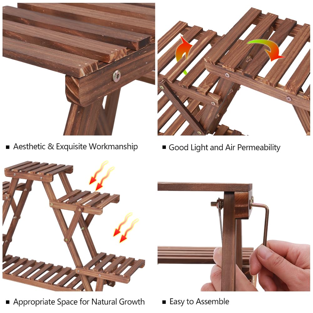 Amazon.com : Ufine Wood Plant Stand Triangular Plant Shelf Multi
