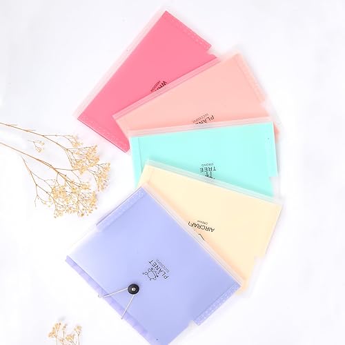 Miniatura 7 de Carpetas expansibles con 13 bolsillos para documentos de papel tamaño carta A4, bonito color caramelo con posición de pestaña colorida para