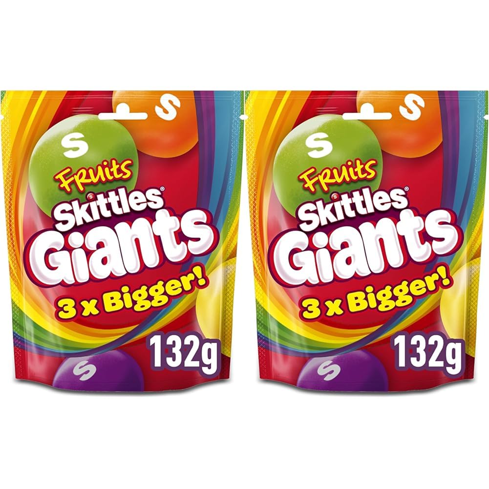 Skittles Gaints Sweets Bag, 132g (Pack of 2)