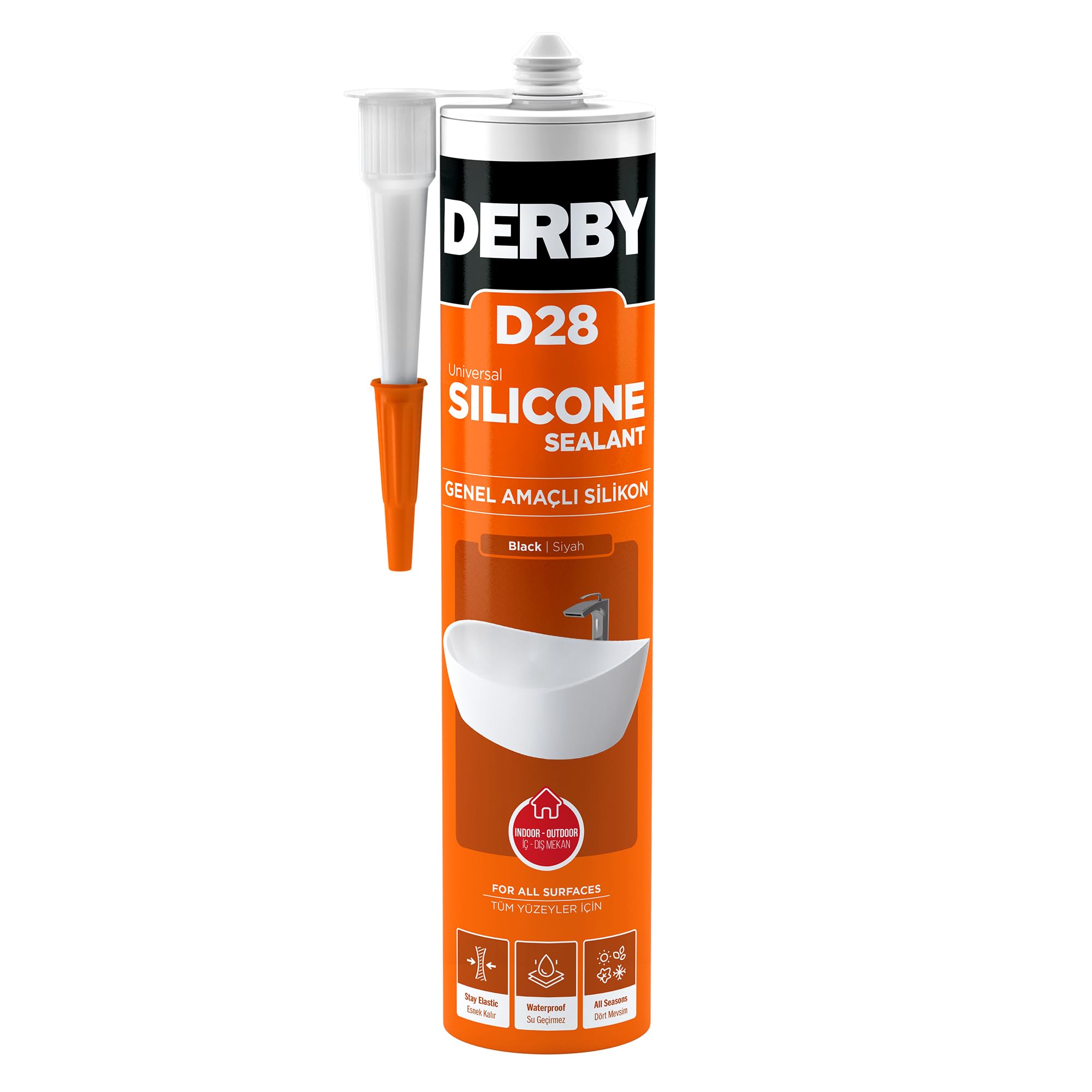Derby D28 Genel Amaçlı Silikon Siyah - 280g