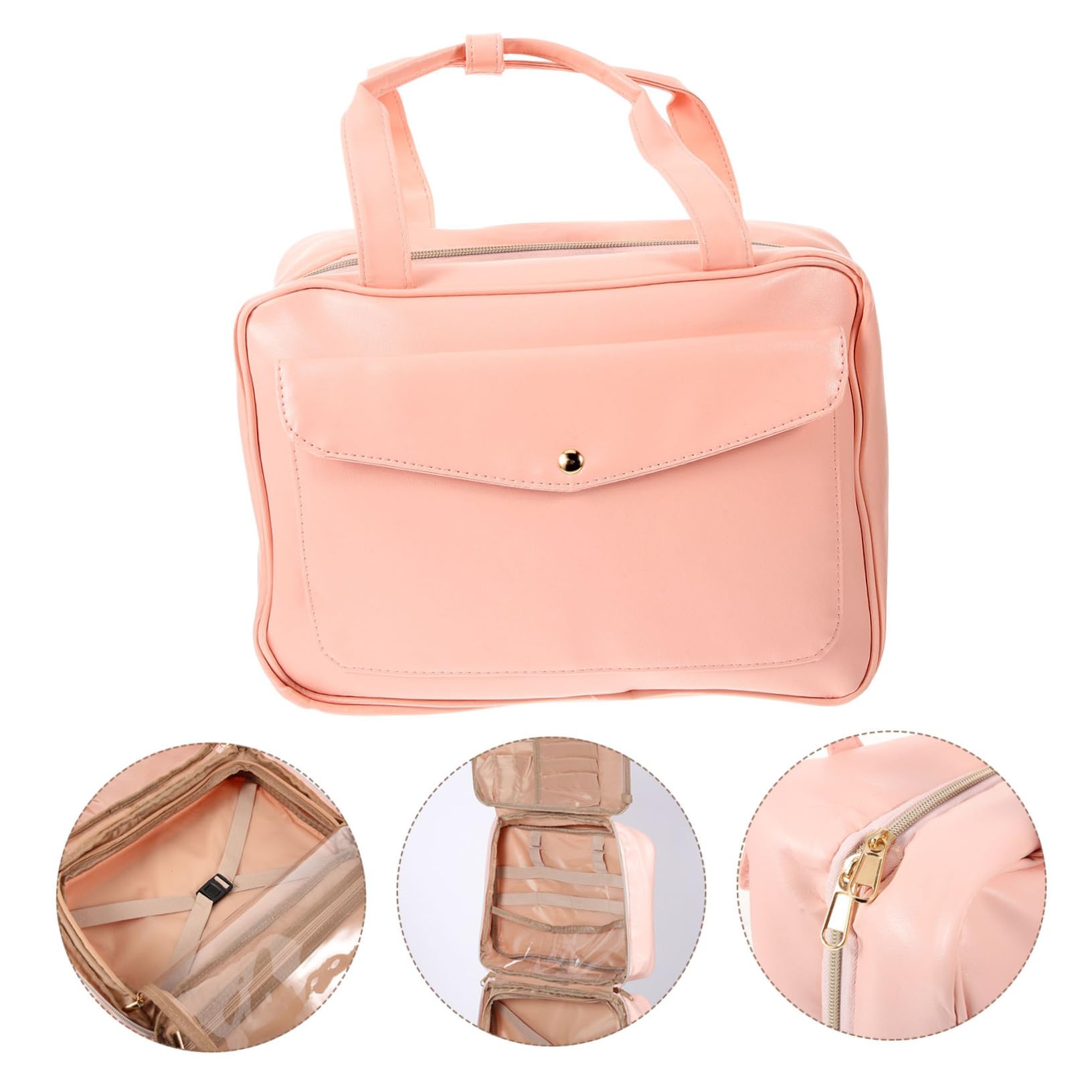 Trousse de Toilette en PU Rose à Suspendre, Capacité, Portable