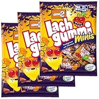 nimm2 Lachgummi Minis Halloween Edition 3er Pack – 60 Mini-Tüten Fruchtgummi mit Vitaminen – fruchtig-buntes Weingummi für Kinder und Erwachsene – Party-Snack mit lustigen Witzen auf der Rückseite