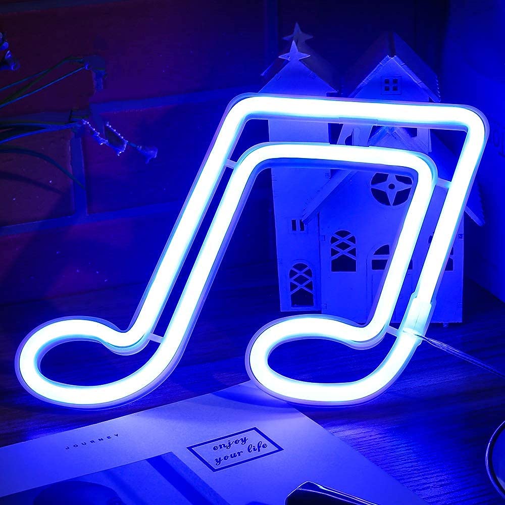 Insegna Al Neon A LED Forma Di Nota Musicale Rosa - Luce Da Parete USB O Batteria, Per Camera Da Letto E Bar - 3