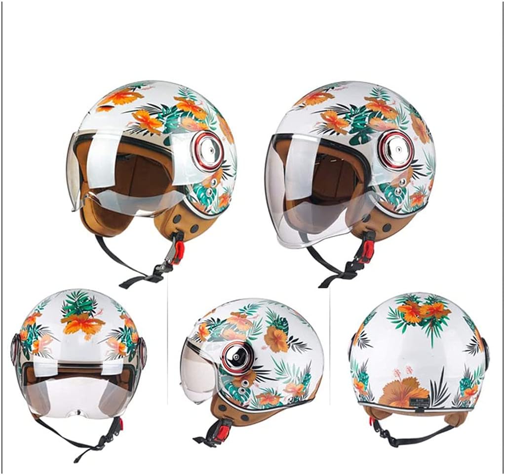 Retro Motorcycle Adults Helmets for Men Women, with Visor 3/4 Motorcycle Half Helmet,Apply to Scooter Motocross Cruiser DOT Approved Street Moped Helmet