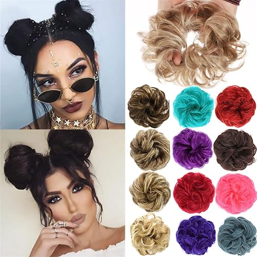 Miniatura 3 de Pelo elástico sintético moño rizado Chignons cuerda de pelo alta temperatura natural falso clip en pelo cola de caballo extensión gris