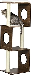 PawHut 49" Cat Tree Multi-Level Kitty Tower with Scratching Posts, Perches, Cushions, Anti-toppling Device, Brown