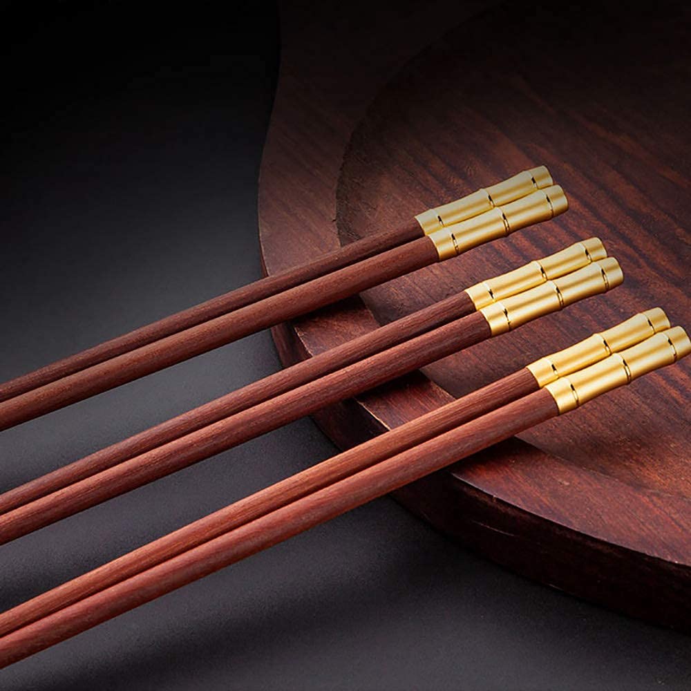 Baguettes réutilisables Lot de 10 paires de baguettes chinoises faites à la main, baguettes en bois dur, baguettes japonaises en bois naturel, baguettes réutilisables sculptées à la main avec coffret