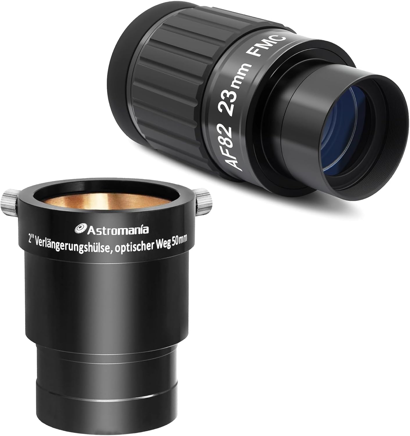 Astromania 2 Inches Ultra Wide Angle Eyepiece for Planetary and Deep Space, 82 Degree 23mm UWA Eyepiece - Bundle with - 2-Inch Telescope Eyepiece Extension Tube Adapter Optical Length 50mm
