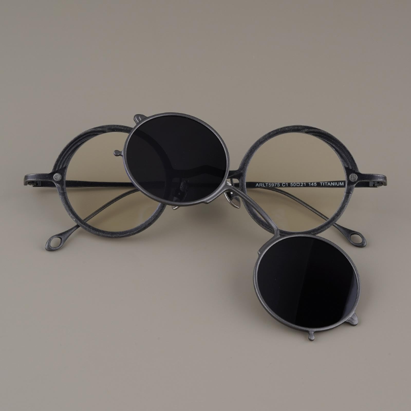 Montura de gafas vintage de titanio puro con clip magnético 2 en 1 para hombre