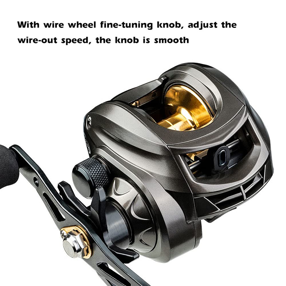 Baitcaster 7.2: 1 kołowrotek wędkarski z hamulcem magnetycznym, maks. 18 funtów z lewą ręką, srebrny (srebrny)