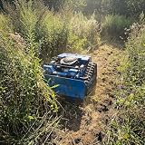 Remote Control Lawn Mower with Snow Plow Attachment–700m Range, Hybrid Gas-Electric Power, Track Design, All-Terrain, Adjustable Cutting Height (0.79-5.9 inches)