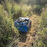 Remote Control Lawn Mower with Snow Plow Attachment–700m Range, Hybrid Gas-Electric Power, Track Design, All-Terrain, Adjustable Cutting Height (0.79-5.9 inches)