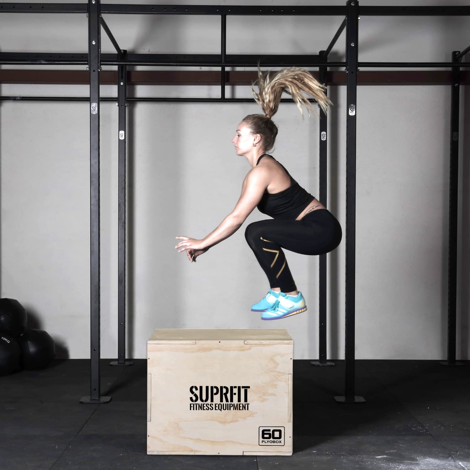 Suprfit Baltrun Box per salti l Box per pliometria l Jump Box per Allenamento pliometrico e Forza esplosiva l Materiale: Legno Compensato l Altezze di Salto: 50, 60 o 75 cm l Colori: Nero o Marrone