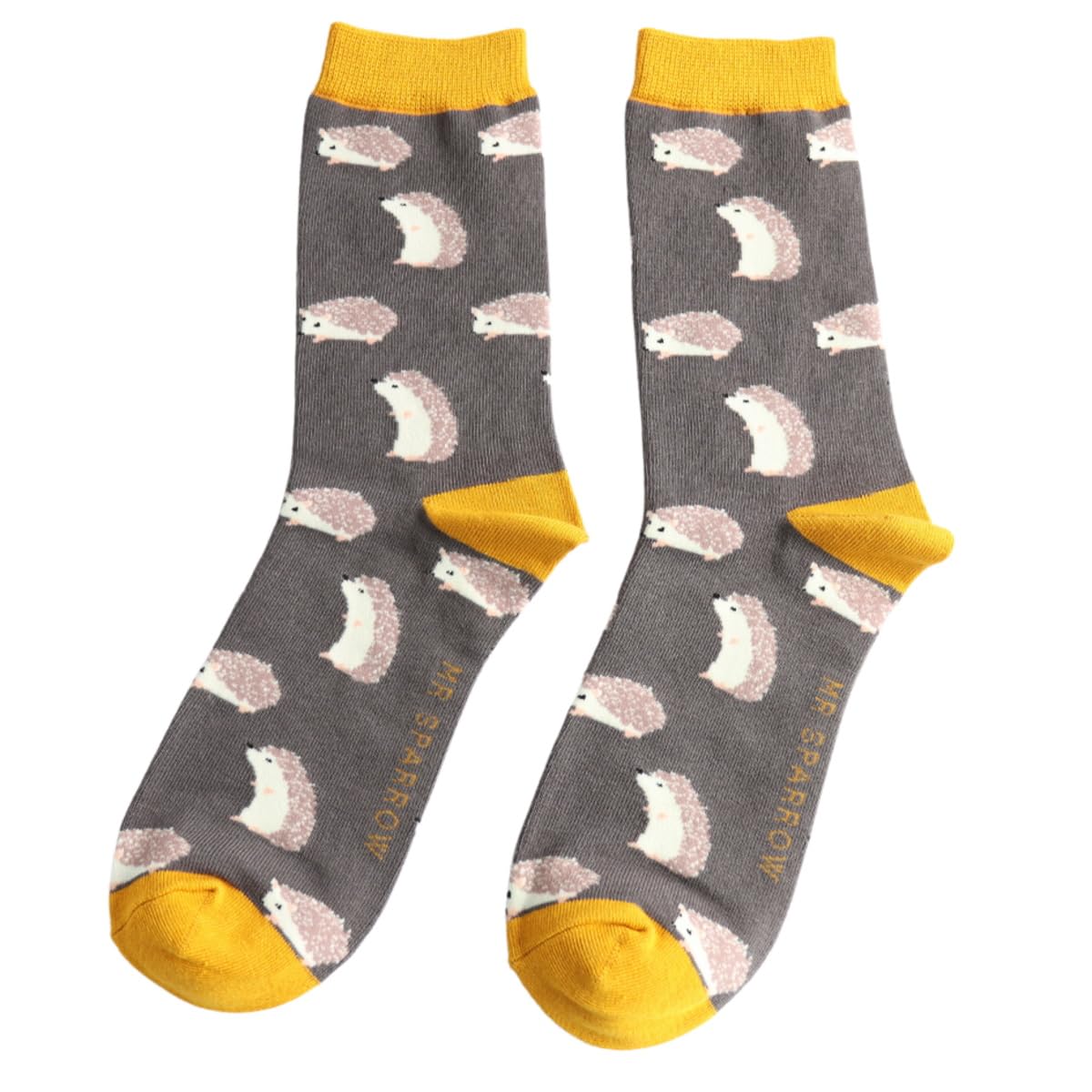 LilyRosa Mens Hedgehog Socks Mens 6-11 Bamboo Hegdehogs Blue New 1 Pair (Grey)