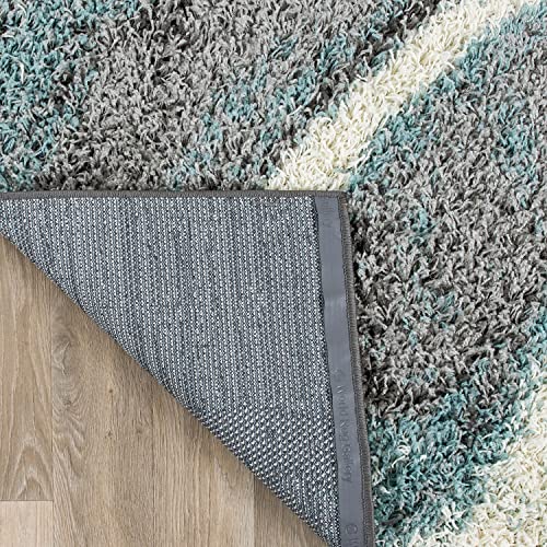 Tapete azul contemporáneo tipo shag 2' x 3' miniatura 5