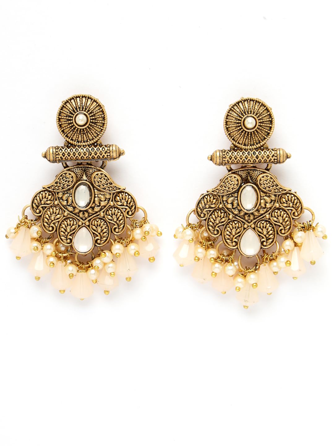 ADIVA Antique Gold-Plated Blue Pearl & Stone Handcrafted Classic Traditional Drop Earrings Set for Women & Girls (B0CST116W3) Amazon Price History, Amazon Price Tracker