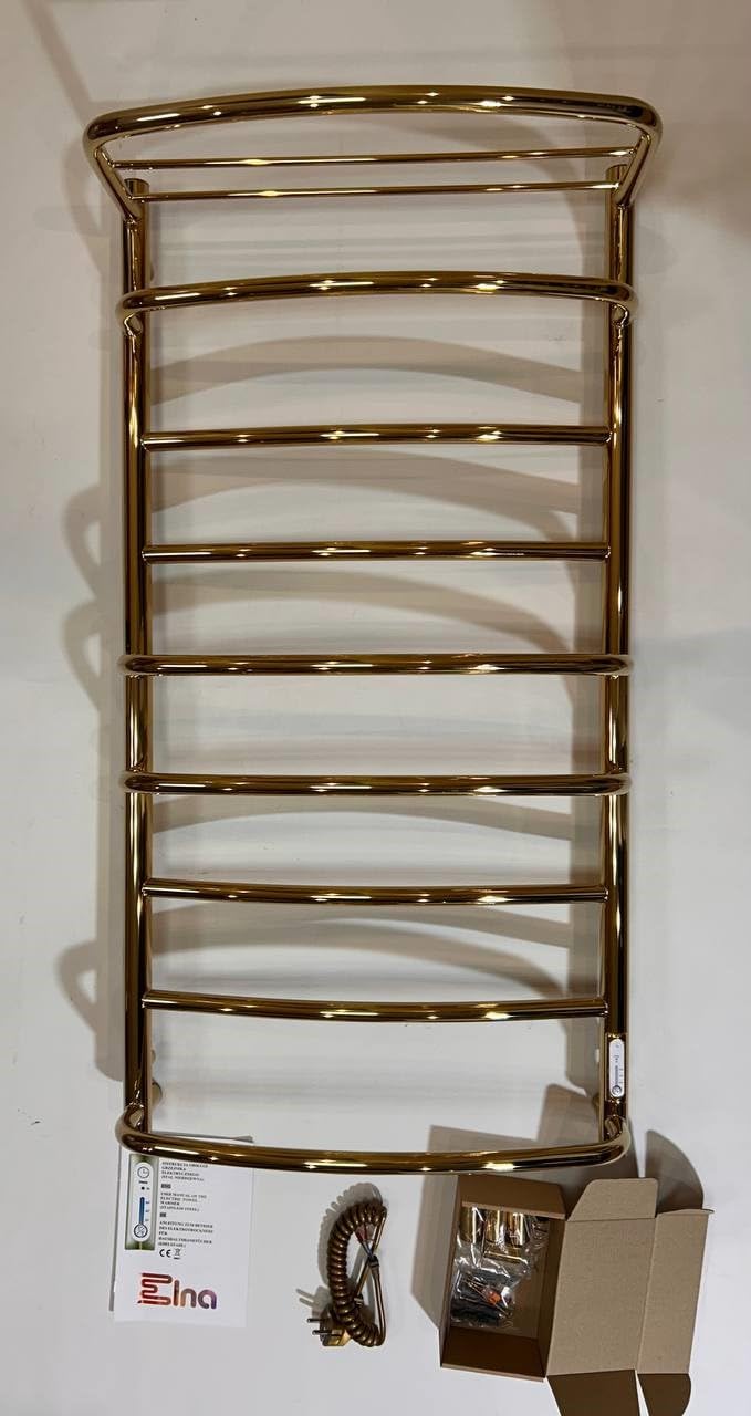 Elna Scaldasalviette Oro - 168W - 1005x530mm - Elettrico con Ripiano - Per Famiglia & Casa - Acciaio Inox - Con Termostato, Timer & Eco - IP44 - Montaggio a parete