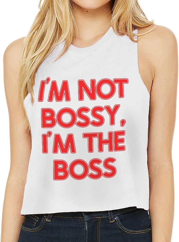 I'm The Boss Racerback Cropped Tank - Cool Women's Tank - Text Design Tank Top