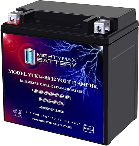 Mighty Max Battery YTX14-BS - Batería de repuesto para Yamaha 660 RR, RL, RS Raptor 01-05