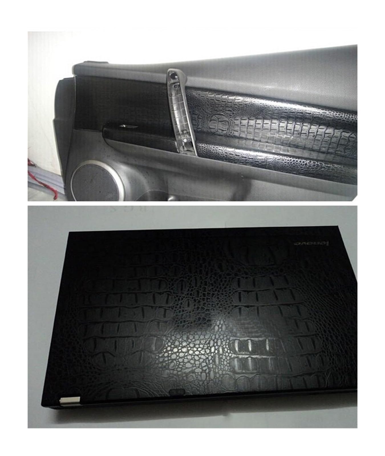 Schwarze Krokodil-Vinyl-Autofolie for Motorräder, kompatibel mit Autoaufklebern, Styling, Computer, Laptop, Fahrzeuginnenraum(50X152 CM)
