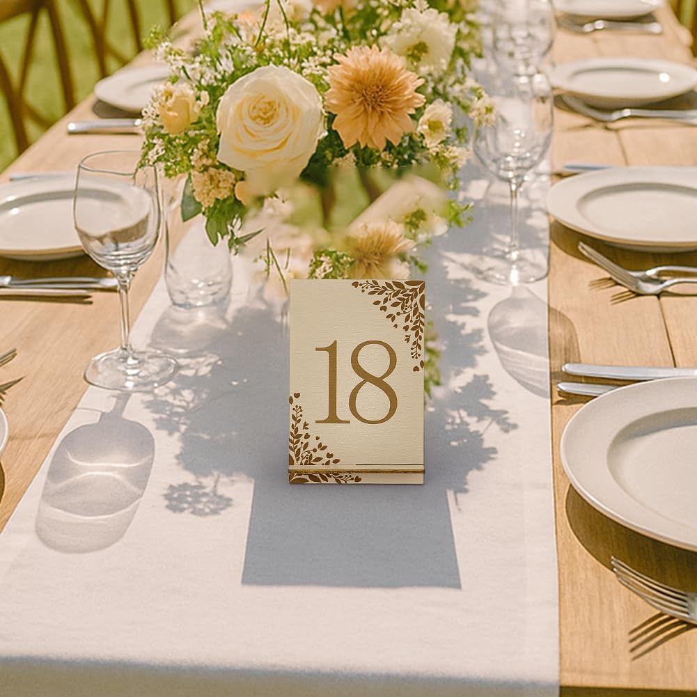 PH PandaHall 20pz Numeri Tavoli Ristorante Numeri da Tavolo in Legno Numero 1-20 con Base di Supporto per Matrimonio Feste Tavoli Addio Al Nubilato Banchetto Ristorante, 13.5x9cm