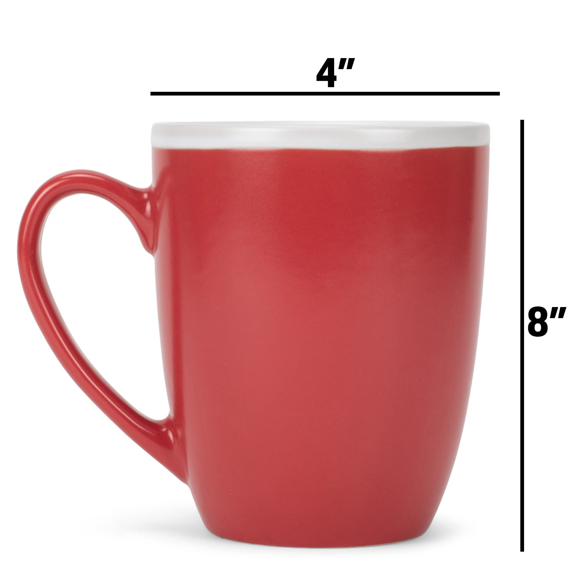 Amazon.com: Elanze Designs Solid Color Red White Interior 16 ounce Matte Ceramic  Mugs Matching Set of 4 : Home & Kitchen