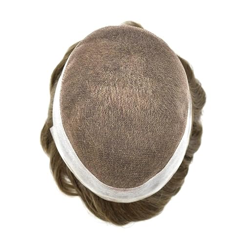 Miniatura 3 de Tupé de cabello humano para hombre, encaje suizo de piel fina alrededor del sistema de reemplazo del cabello, sistema de cabello, línea capilar