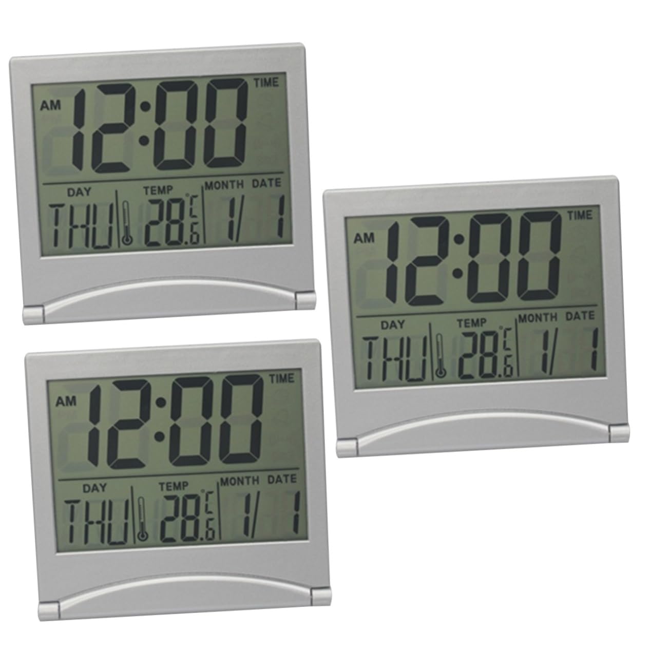 MAGICLULU 3stücke Faltbare LCD Spiegel-wecker Mit Temperaturanzeige Und Kalenderfunktion Ultrathin Reiseuhr Für Und Tisch Für Zuhause Büro Und Unterwegs