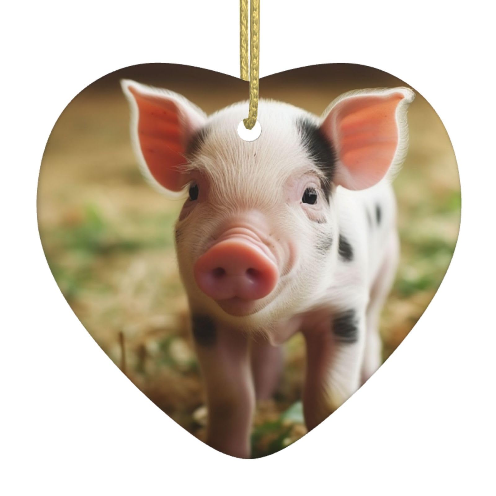 Smiling Christmas Ornament 2025 Heart Ceramic Hanging Ornaments for Home Decor Christmas Decorations with Gold Rope Double-Sided Xmas Tree Ceramic Hanging for Holiday Party