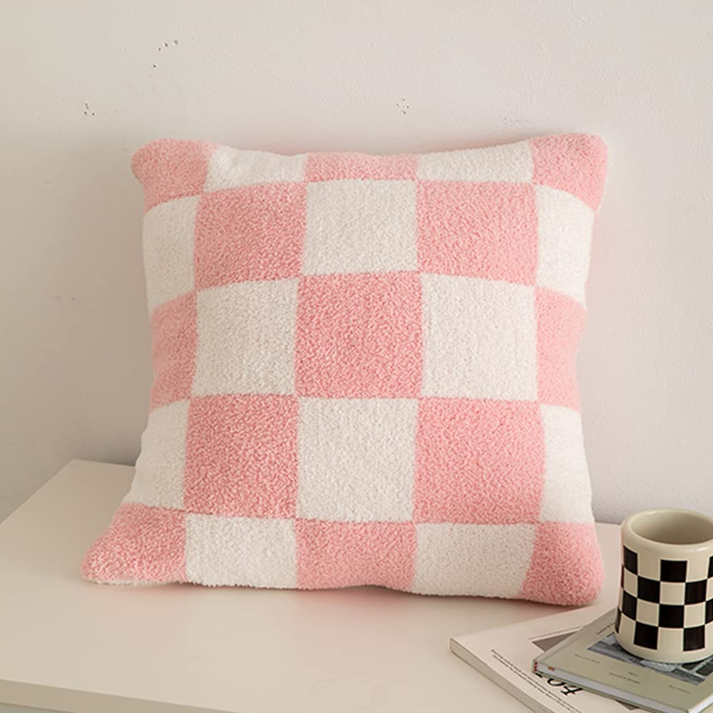 NIDITW Kissenbezüge mit beidseitigem Schachbrettmuster, ultraweich, Mikrofaser, verdeckter Reißverschluss, für Sofa, Couch, Bett, Dekoration, 4 Stück, gemischte Farben, ca. 45 x 45 cm