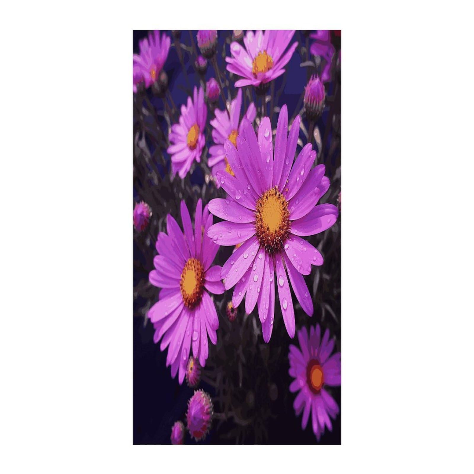 Adfgyerh Style Summer Purple Flower Curtains，Polyester Blackout Extra Wide，Door Curtain， 35.4X 70.9 Inch For Temporary Room Dividers Bedroom Living Room，Room Darkening Curtains ，For Doorway Privacy For Wall Hangin