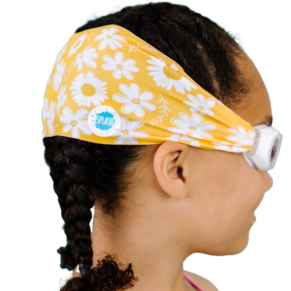 Splash Place KIDS SWIM GOGGLES with Fabric Strap - DAISY LOVE | Fun, Fashionable, Comfortable - Tangle-Free, Swimming Goggles for Kids, Comfy Fabric Strap Goggles