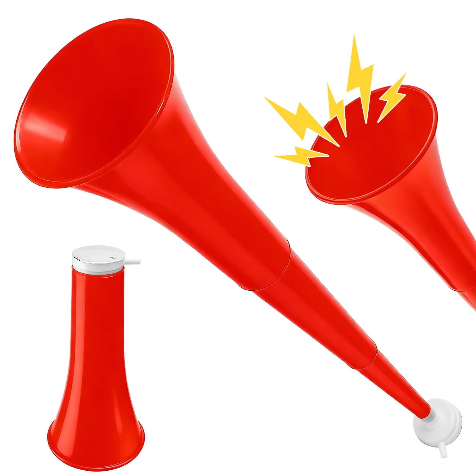 24 Inch Collapsible Stadium Horn, Vuvuzela Plastic Blow Cheering Horn, Collapsible Plastic Trumpet noise makers Horn for Sporting Event，Football Soccer Games, School Party Supply(Red)