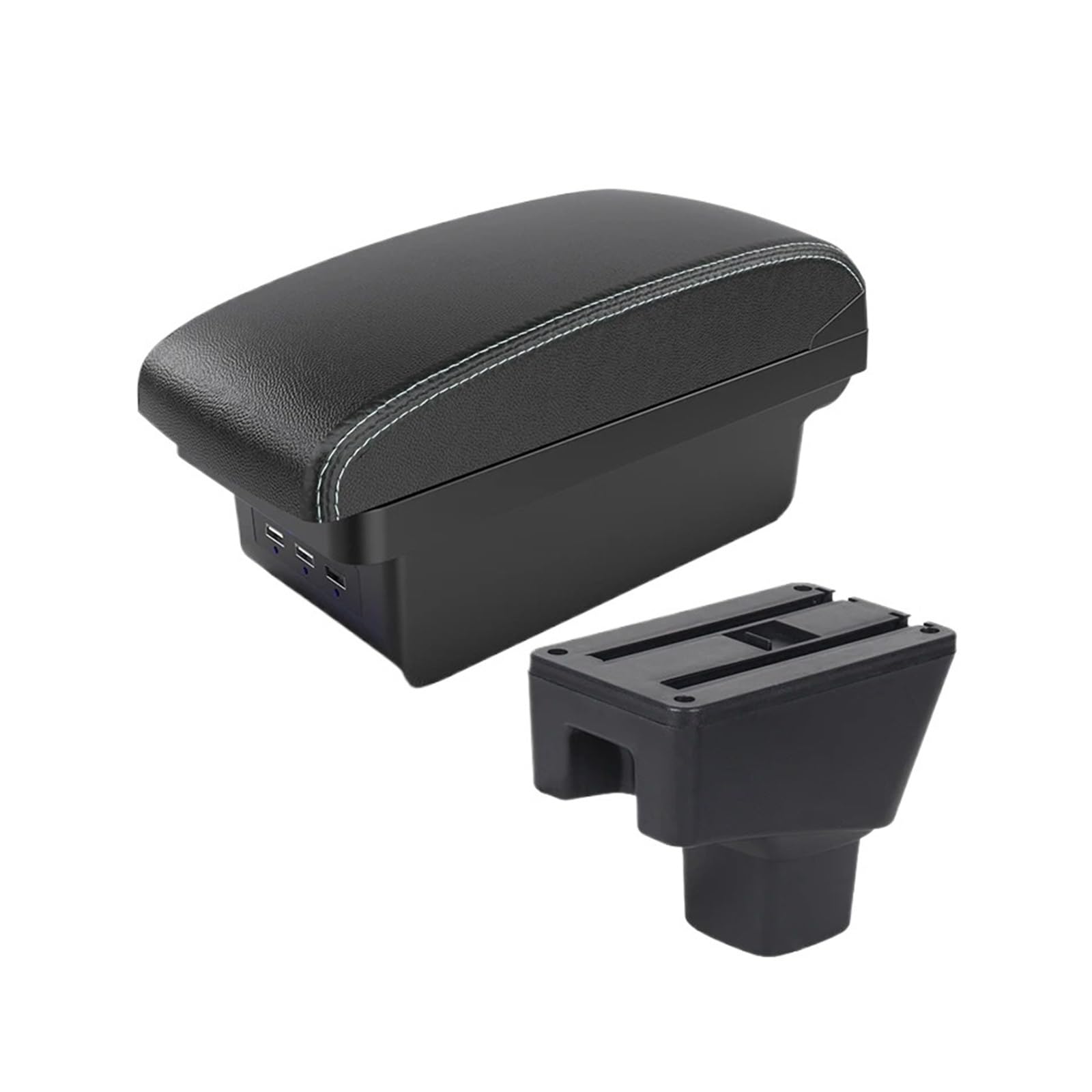UMDJJU For Suzuki For SX4 Car Armrest Interior Modification Box Storage Supplies Details USB Car Centre Console Armrest Box(B3 Black white 3 USB)