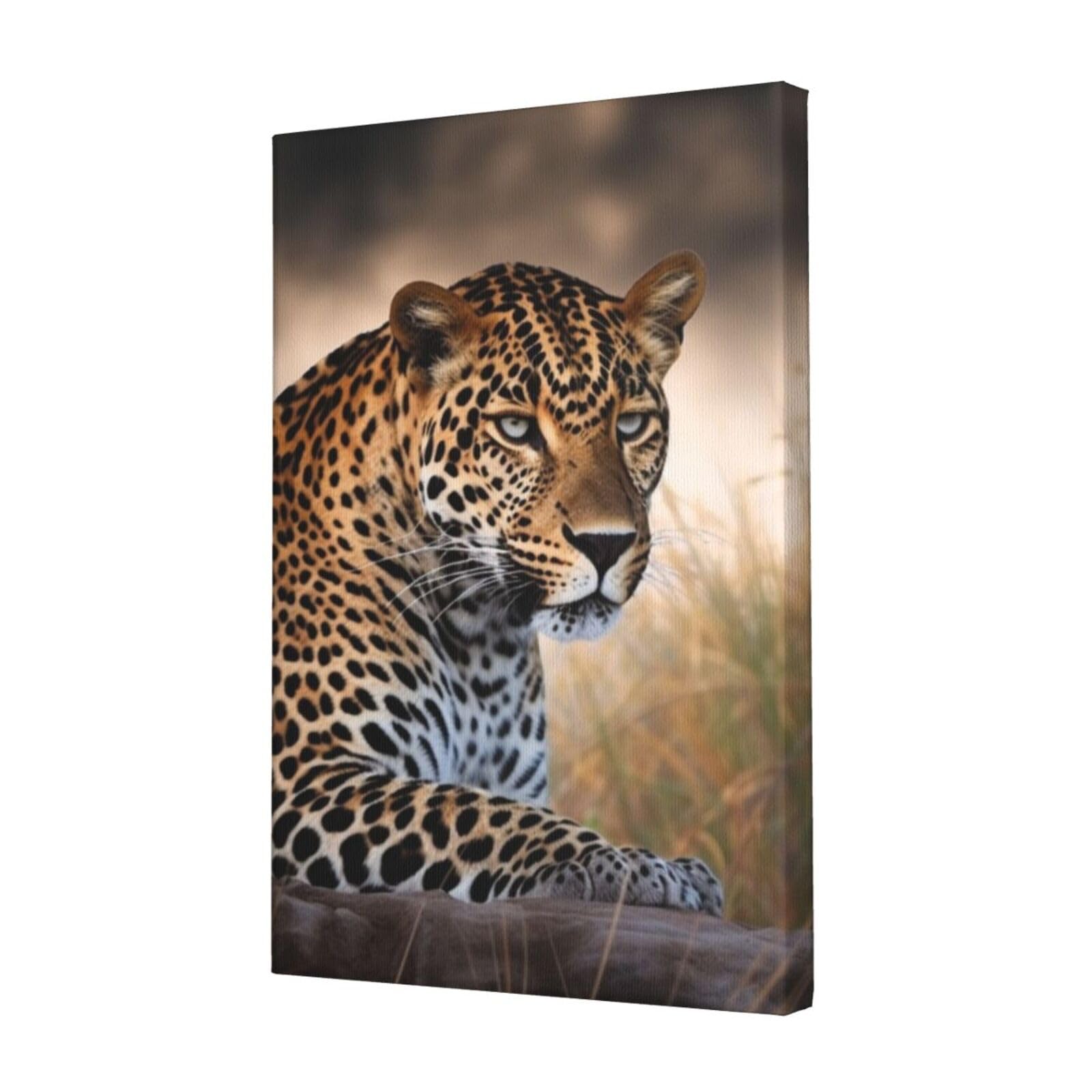 KLOPH African Animal Leopard Canvas Wall Art for Living Room 12"x18" Modern Artwork Painting for Bathroom Hanging Canvas Prints Aesthetic Wallart for Bedroom Kitchen Office Wall Decor
