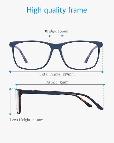 Miniatura 3 de ANRRI Lentes de bloqueo de luz azul, antifatiga ocular, marco de gafas de acetato de moda con estampado de tortuga interior para mujer