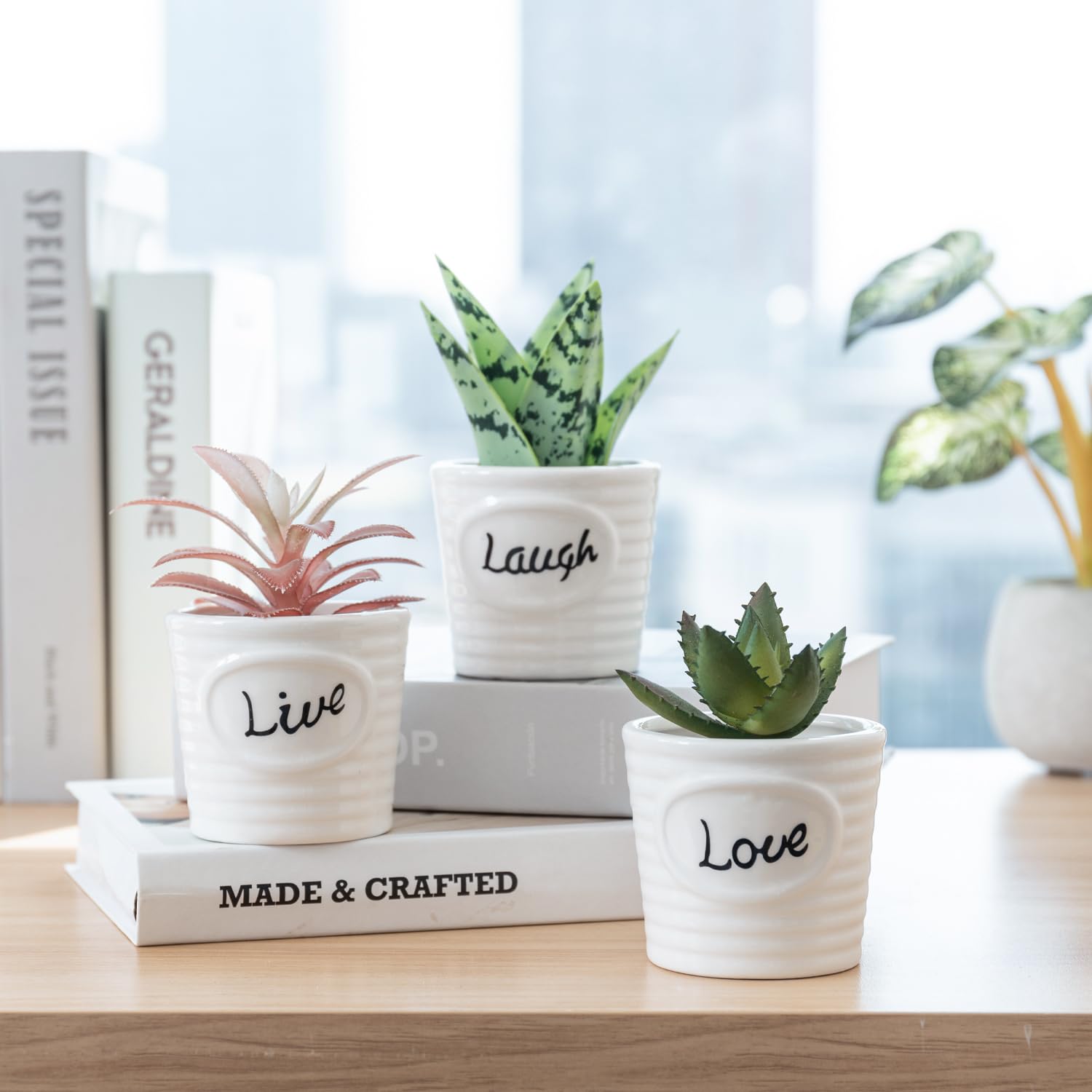 backsideworks アート鉢　PLANTNIC LOVE.3 白 Amazon.com: MyGift 3-Inch Small White Ceramic Planter Pot with