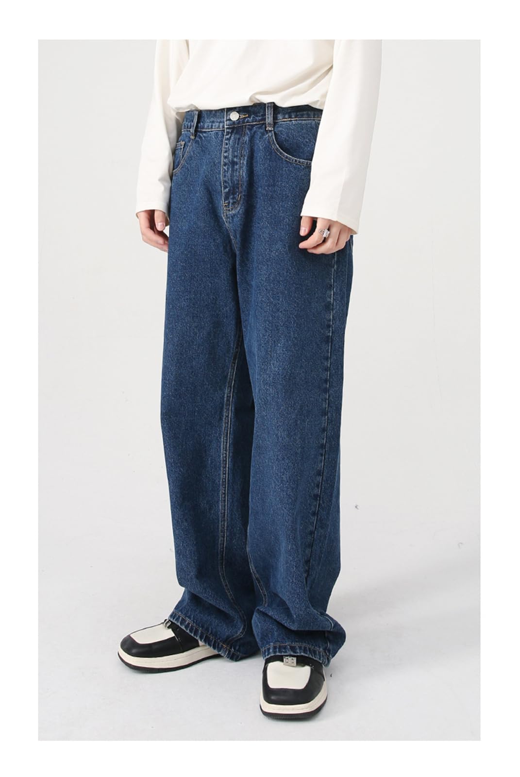 Herren Jeans Lose Wide-Leg Straight Denim Hose Frühling und Sommer Retro Jeans für Männer Breite Jeans Streetwear Hosen