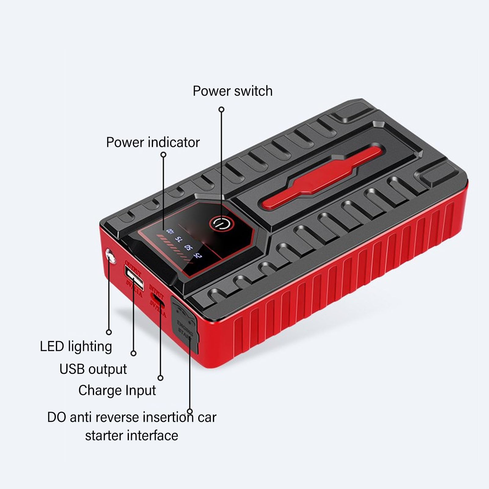 12V samochodowy starter akumulatorów samochodowych, 20000mAh LED Wyświetlacz akumulatorów samochodowych 1500A Szczyt Przenośny awaryjny skok box z latarką dla ciężarowych Quadów