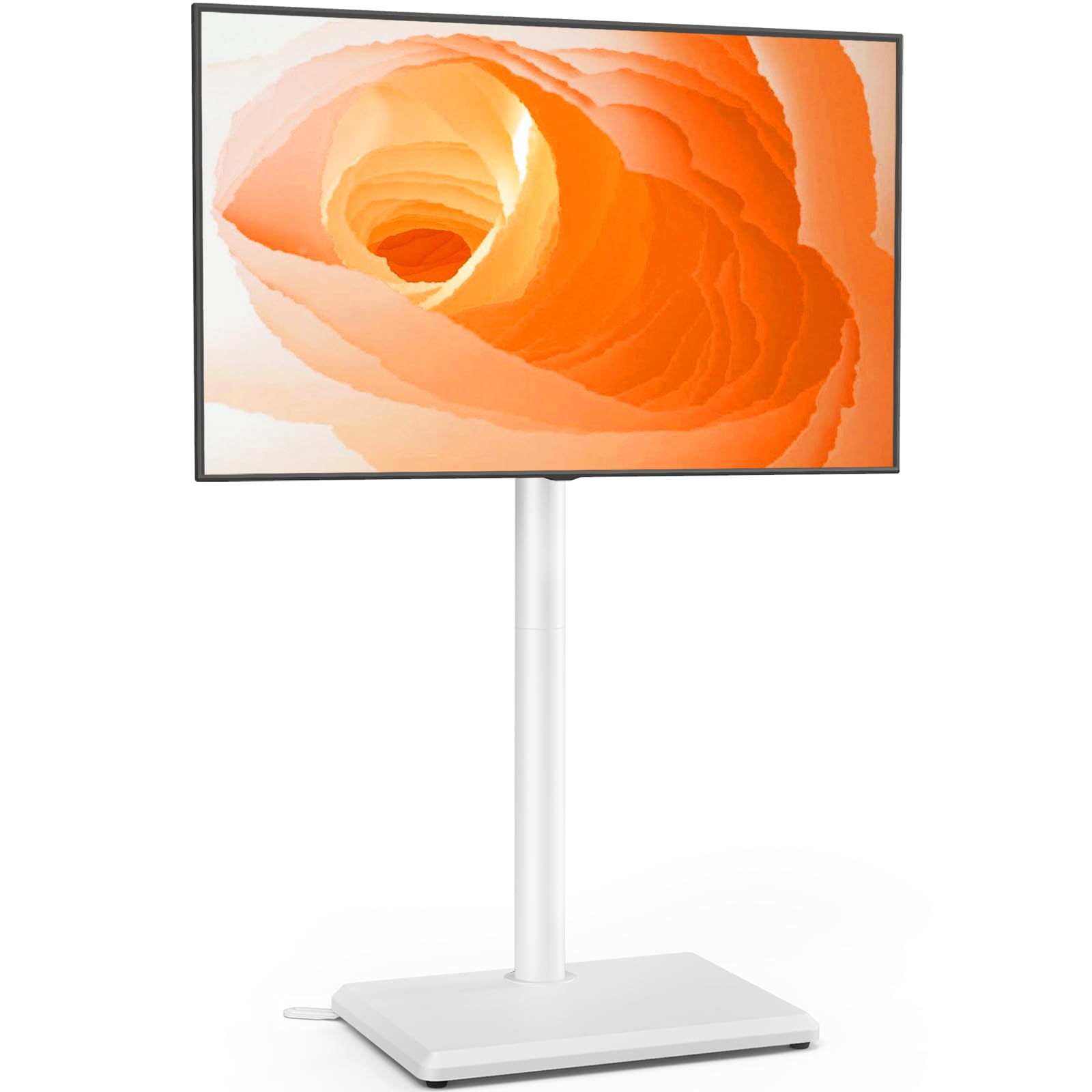 Photo 1 of TVON Floor TV Stand with Mount for Most 32-65 Inch TVs up to 88lbs, Height Adjustable TV Floor Stand with Wood Base for Space Saving, Tall Floor TV Stand for Bedroom, Corner & Living Room, White