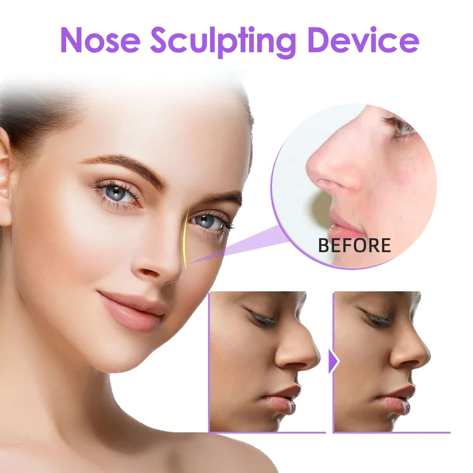 klips na nos do mostka nosowego, magiczny klips do bezbolesnego podniesienia nosa | Silikonowe klipsy do wyszczuplania i prostowania szerokiego nosa, korektor twarzy unisex, bez bólu, naturalne piękno.