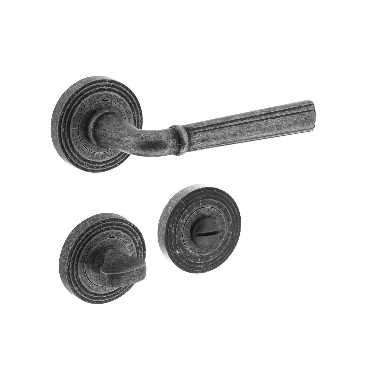 MS Antik Graue Rosettengarnitur Türbeschläge massiv Zamak Drückergarnitur WC DIN Norm